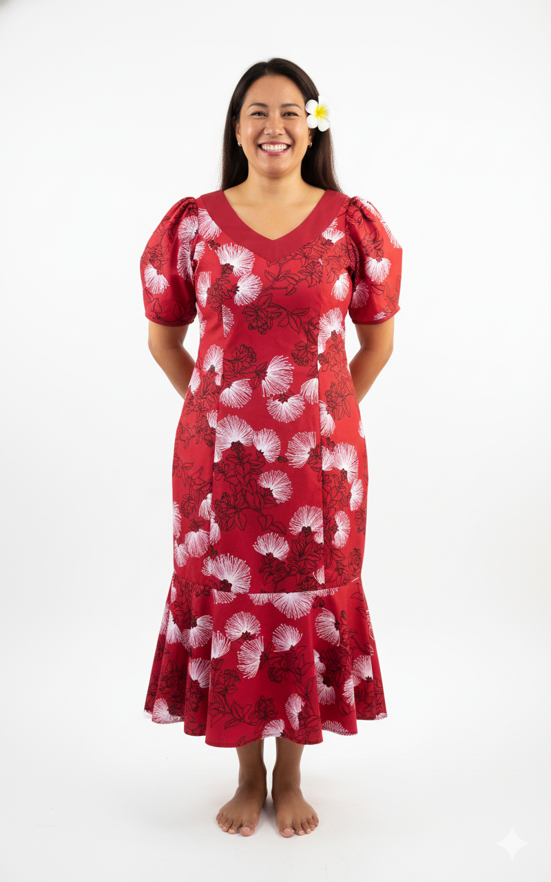 short muumuu dresses Short Hawaiian Muumuu Dress Kalokoi Forest White / M